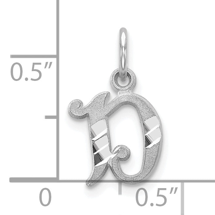 10k White Gold Diamond-cut Initial D Charm