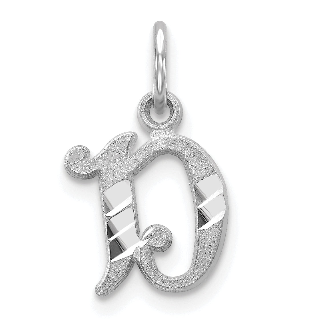 10k White Gold Diamond-cut Initial D Charm