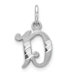 10k White Gold Diamond-cut Initial D Charm