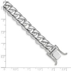 10k White Gold 9.6mm Hand-polished Rounded Curb Link Bracelet