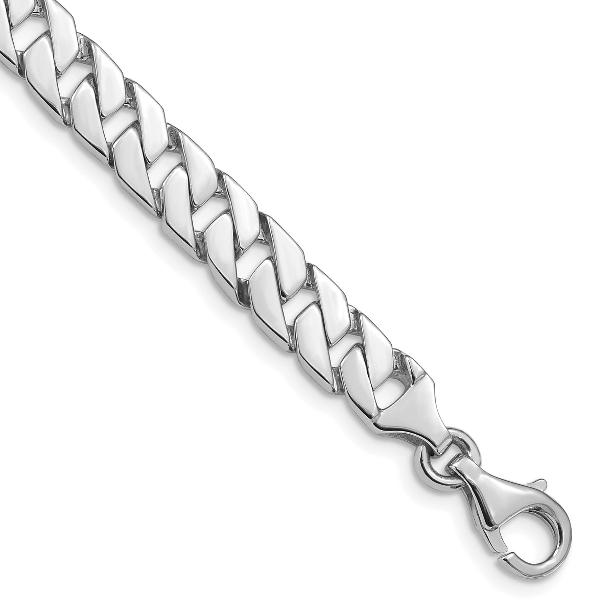 10k White Gold 7.4mm Hand Polished Fancy Link Bracelet