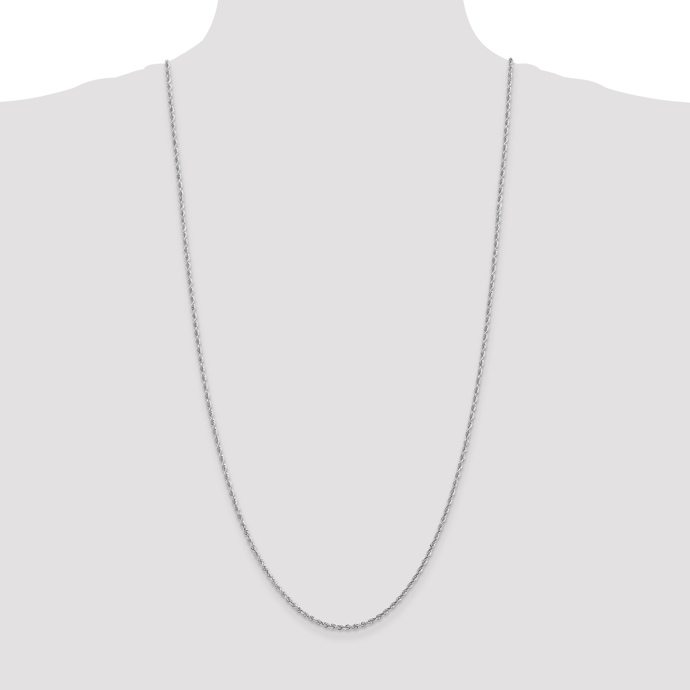 10k White Gold 2.25mm D/C Quadruple Rope Chain