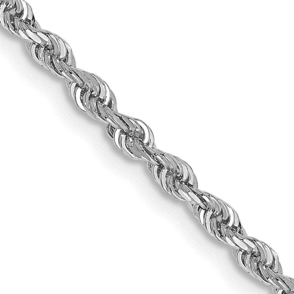 10k White Gold 2.25mm D/C Quadruple Rope Chain