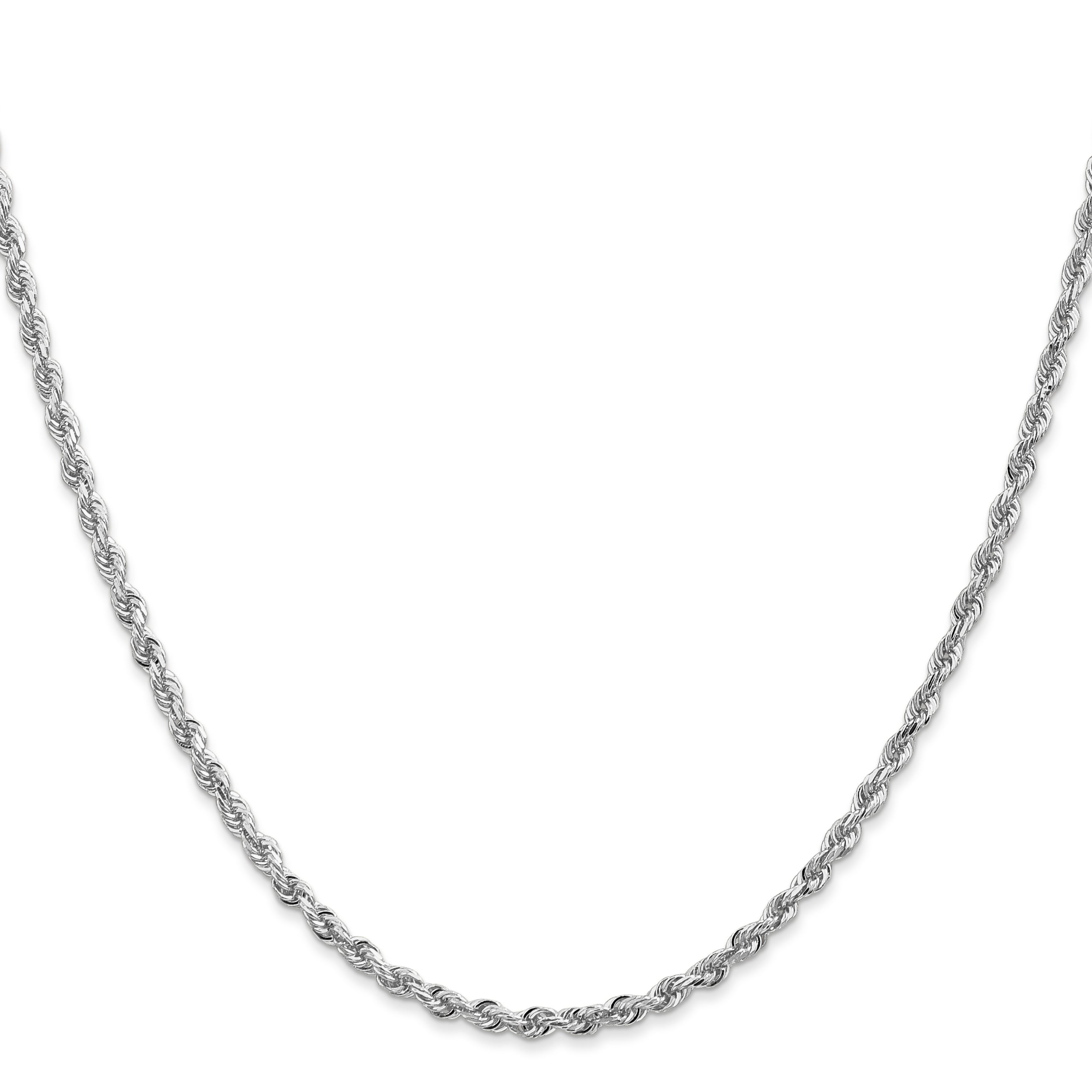 10k White Gold 2.75mm D/C Quadruple Rope Chain