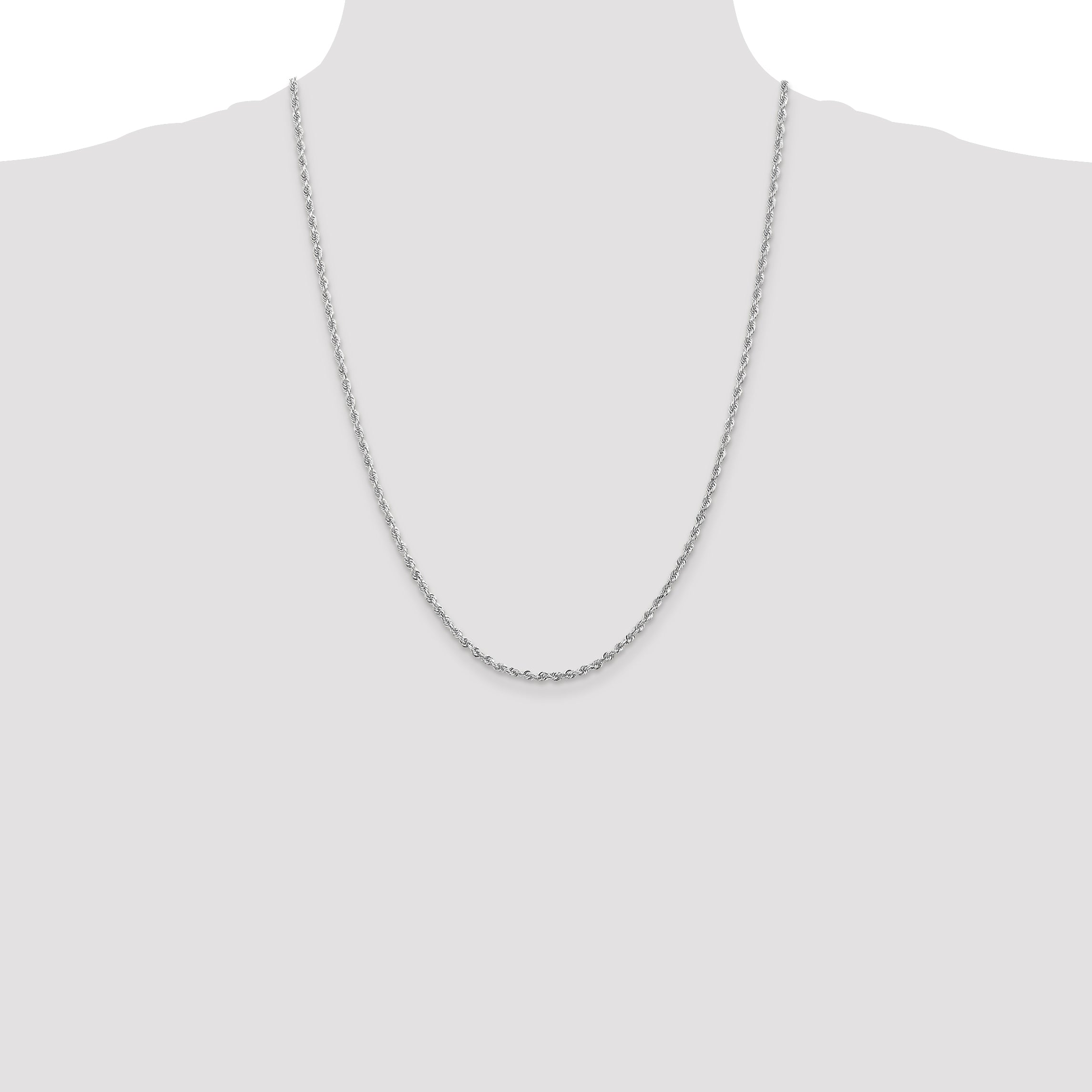 10k White Gold 2.75mm D/C Quadruple Rope Chain