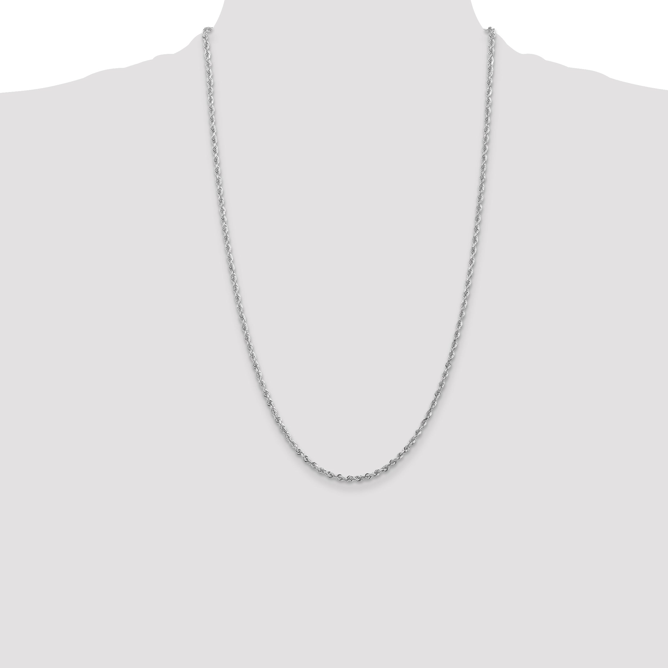 10k White Gold 2.75mm D/C Quadruple Rope Chain