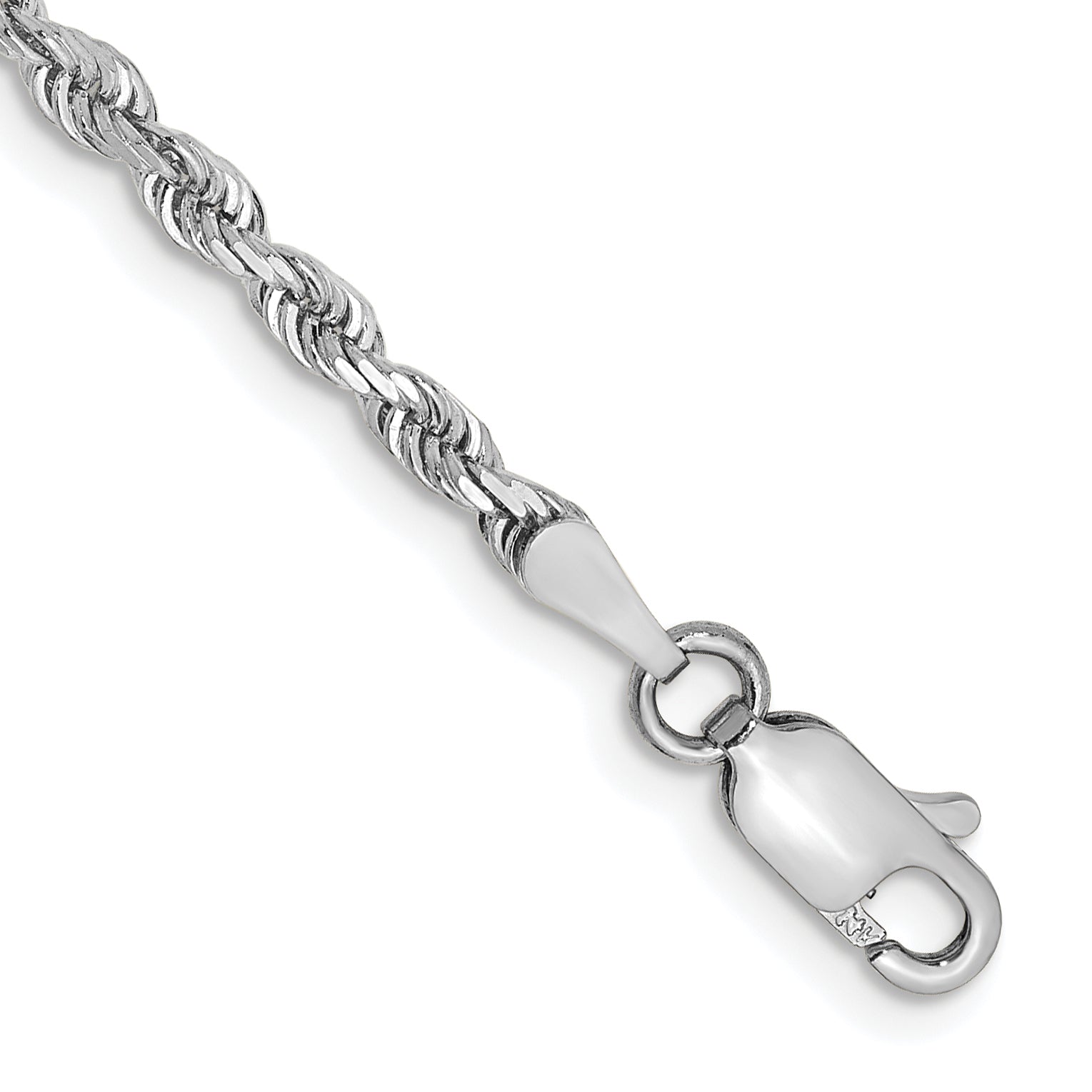 10k White Gold 2.75mm D/C Quadruple Rope Chain