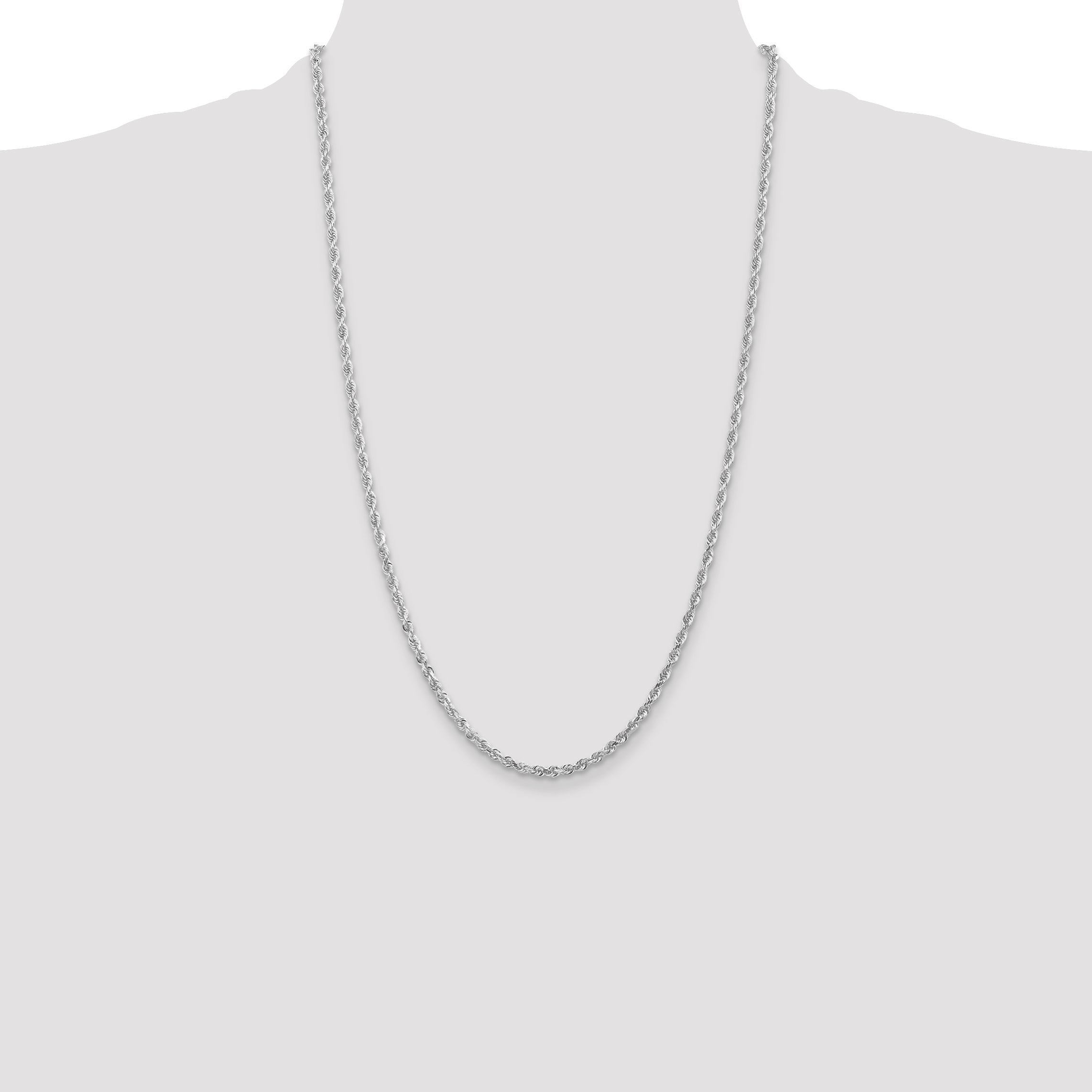 10k White Gold 3mm D/C Quadruple Rope Chain