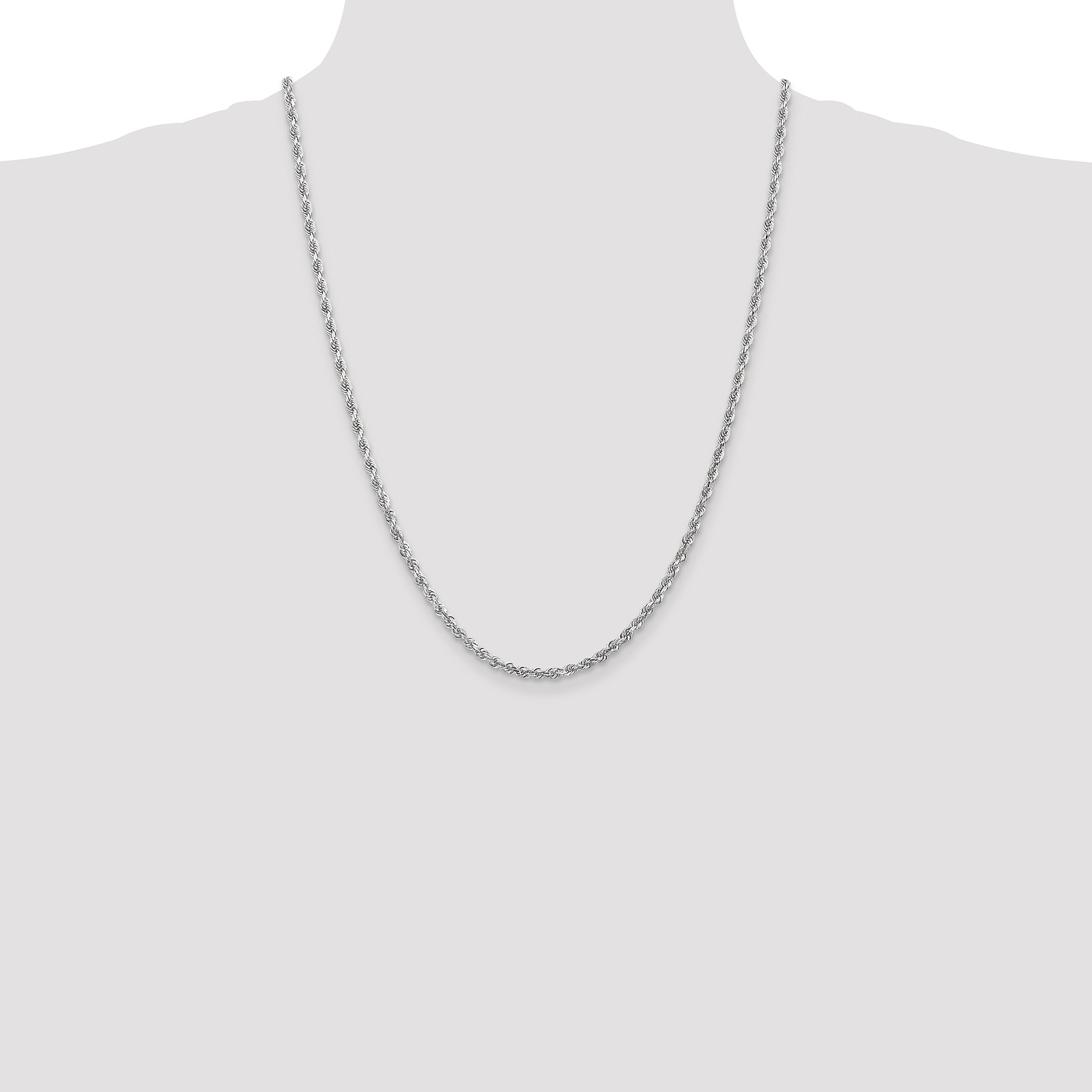 10k White Gold 3.35mm D/C Quadruple Rope Chain