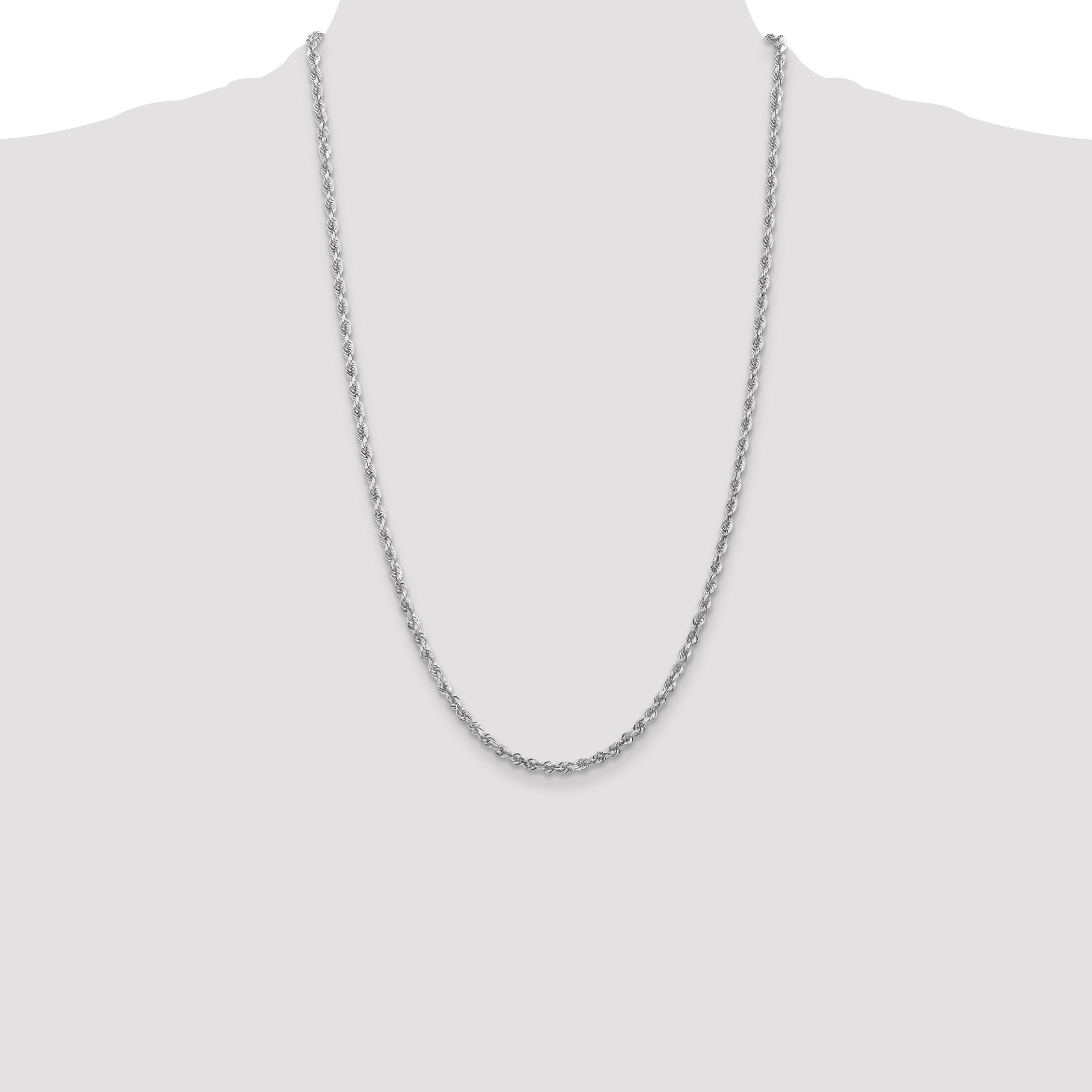 10k White Gold 3.35mm D/C Quadruple Rope Chain