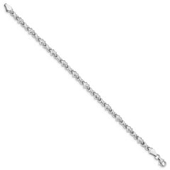 10k White Gold Polished Heart & X Bracelet