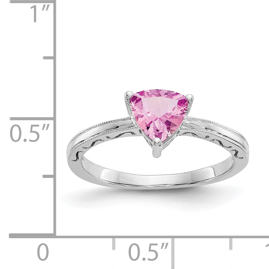 10k White Gold Created Pink Sapphire Ring