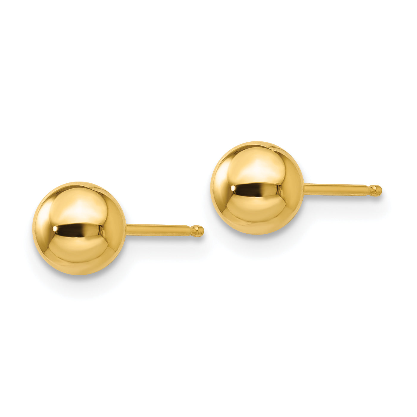 10K Gold Polished Ball Post Earrings with Hollow Design  5mm Elegant Finish