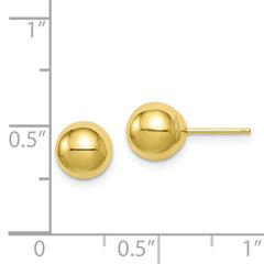 10K Gold Polished 7mm Ball Post Earrings for Women  Lightweight & Elegant