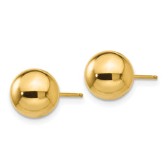 10K Gold Polished 8mm Ball Post Earrings for Women  Elegant Hollow Design