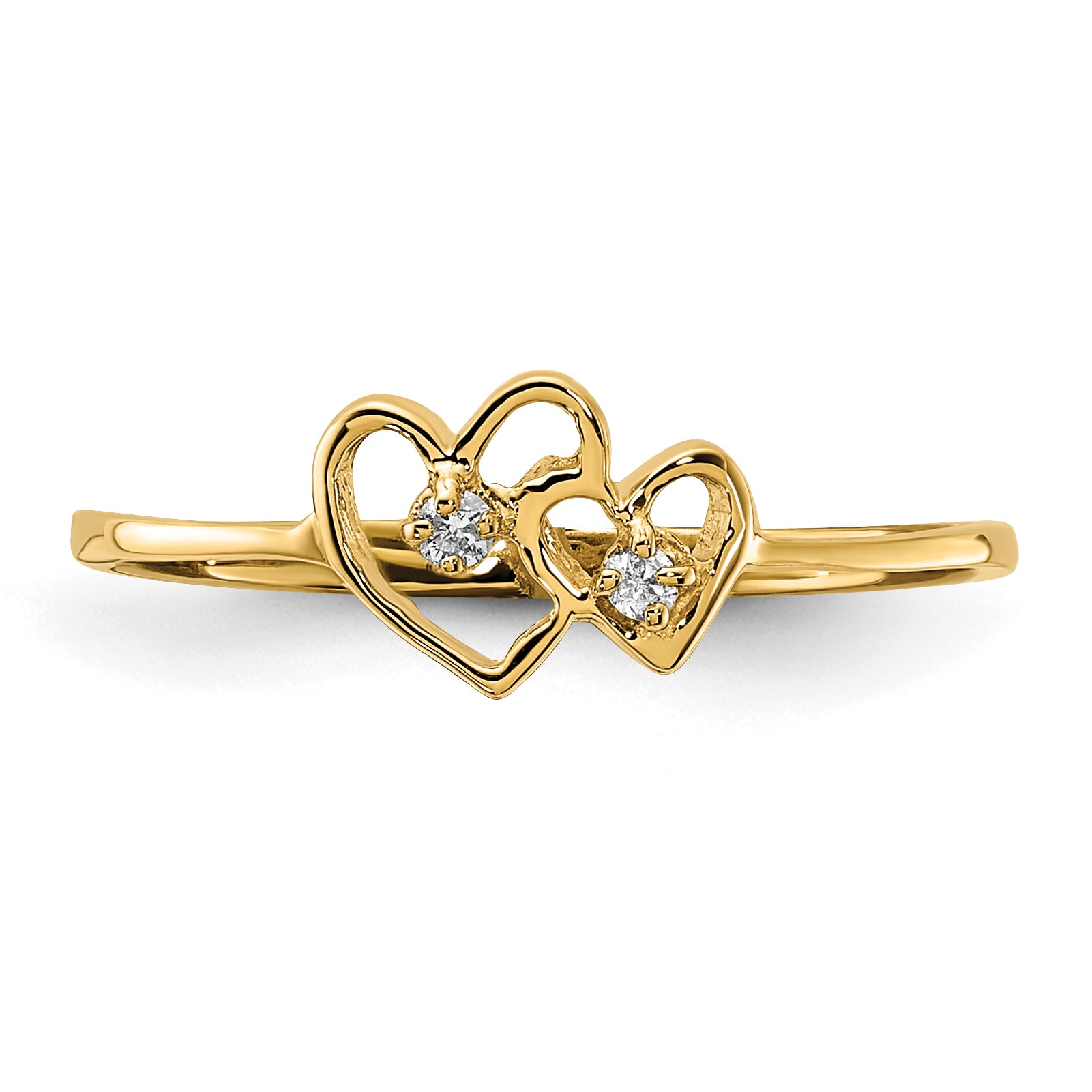 10K Polished AA Diamond heart ring