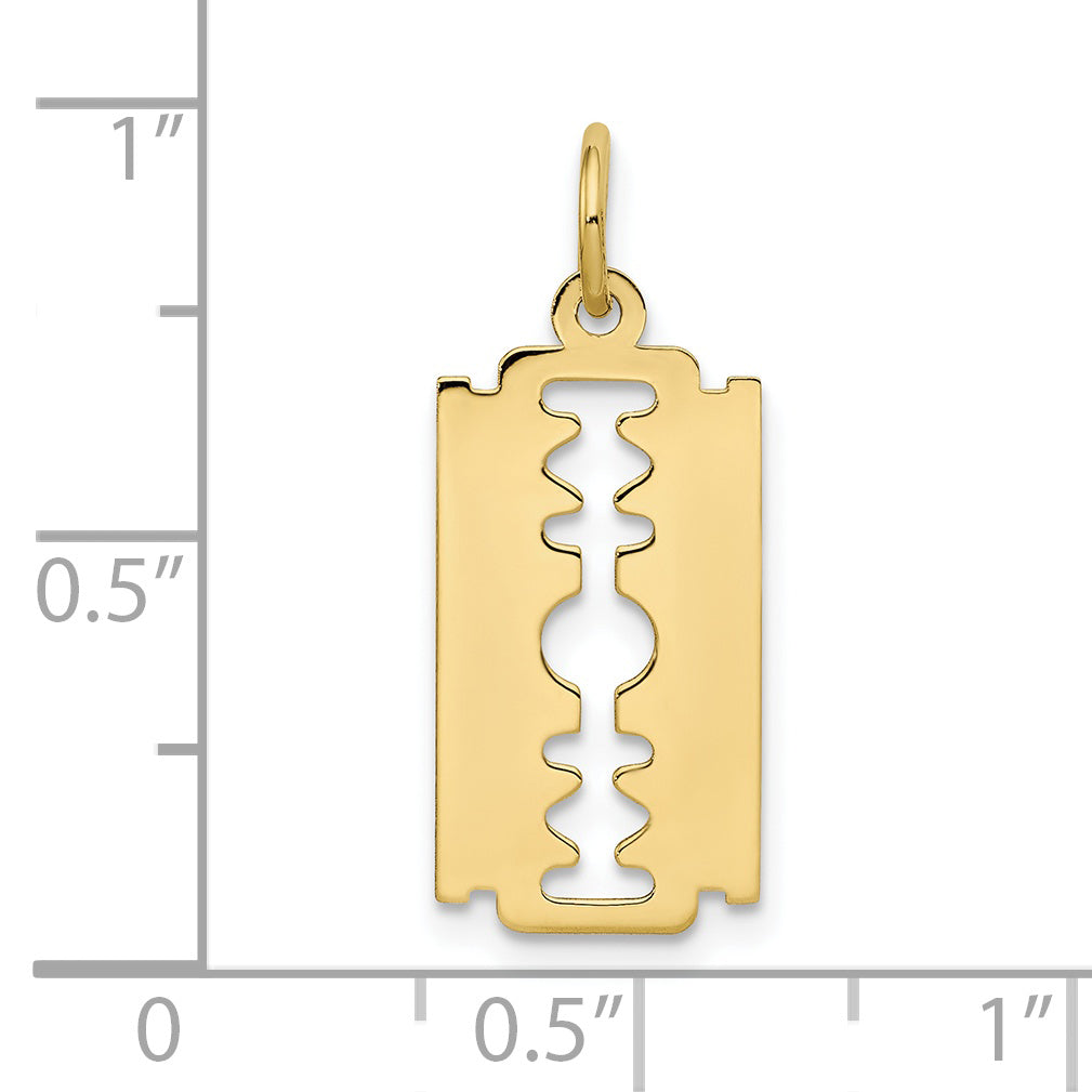 10k Polished Razor Blade Charm