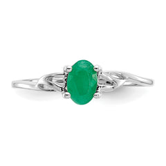 10k White Gold Polished Genuine Emerald Birthstone Ring