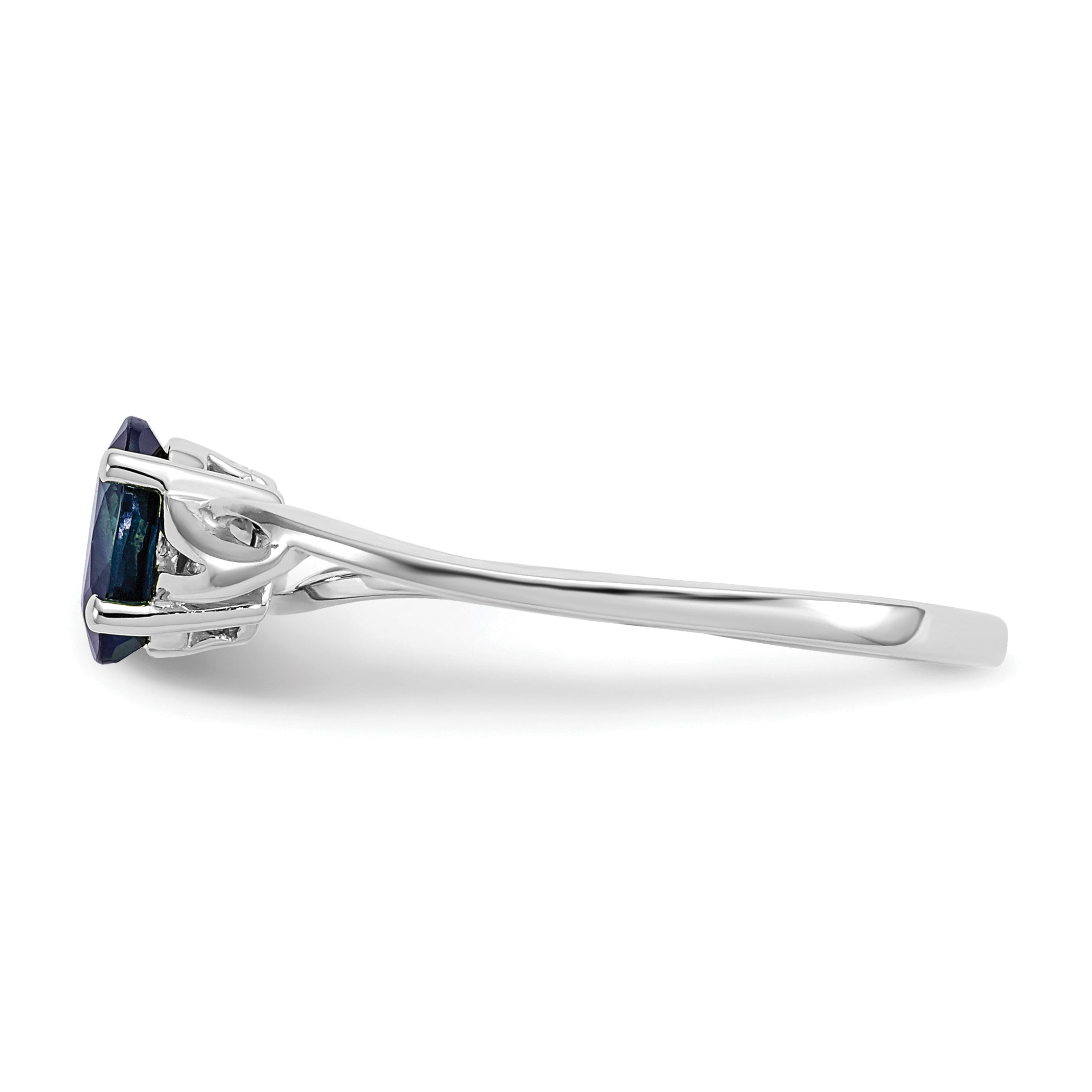 10k White Gold Polished Genuine Sapphire Birthstone Ring