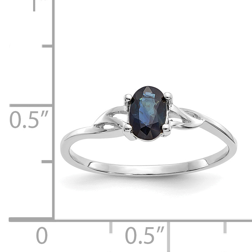 10k White Gold Polished Genuine Sapphire Birthstone Ring