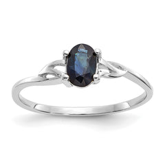 10k White Gold Polished Genuine Sapphire Birthstone Ring