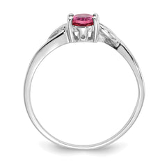 10k White Gold Polished Genuine Pink Tourmaline Birthstone Ring