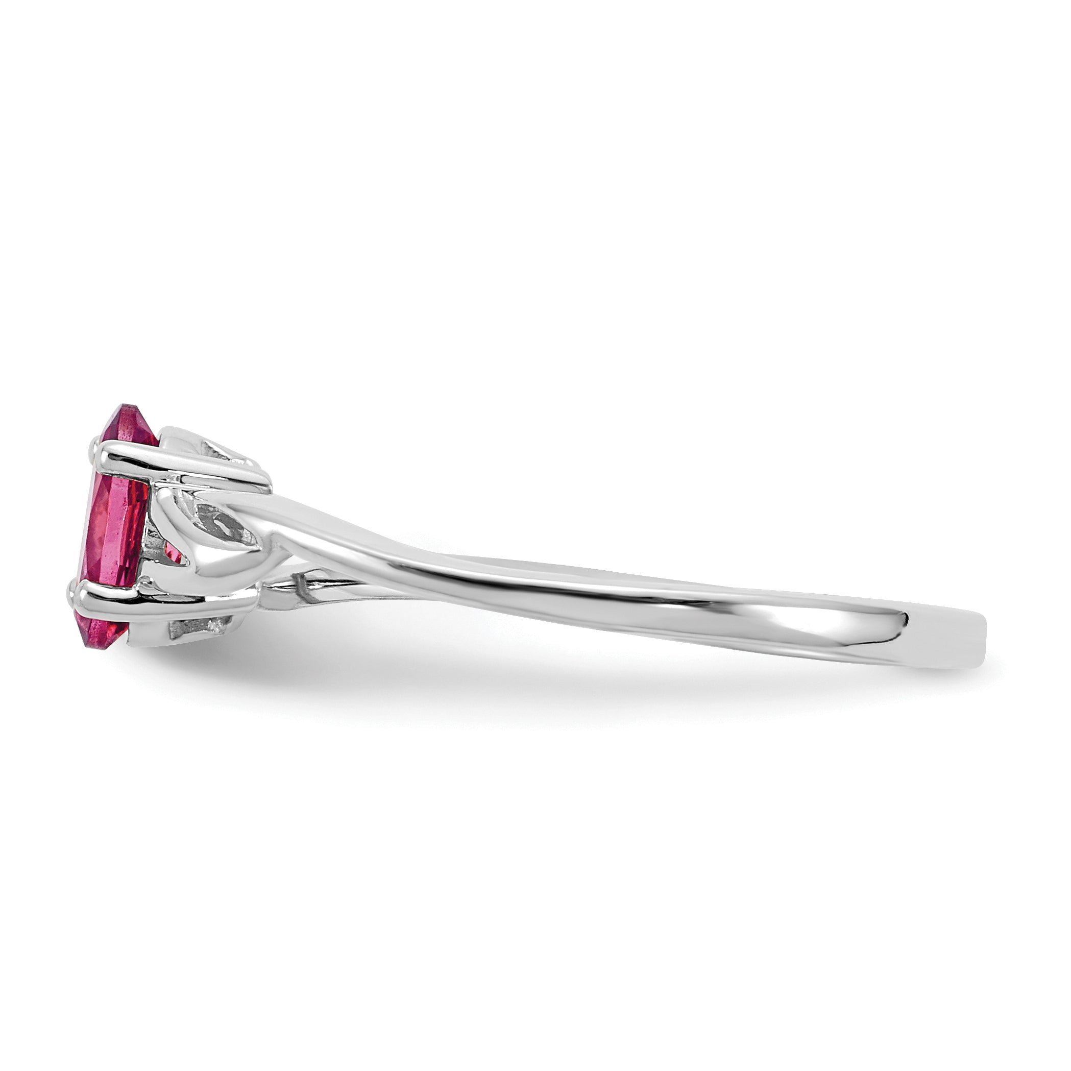 10k White Gold Polished Genuine Pink Tourmaline Birthstone Ring