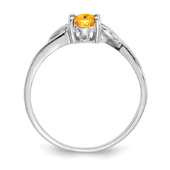 10k White Gold Polished Genuine Citrine Birthstone Ring