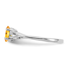 10k White Gold Polished Genuine Citrine Birthstone Ring