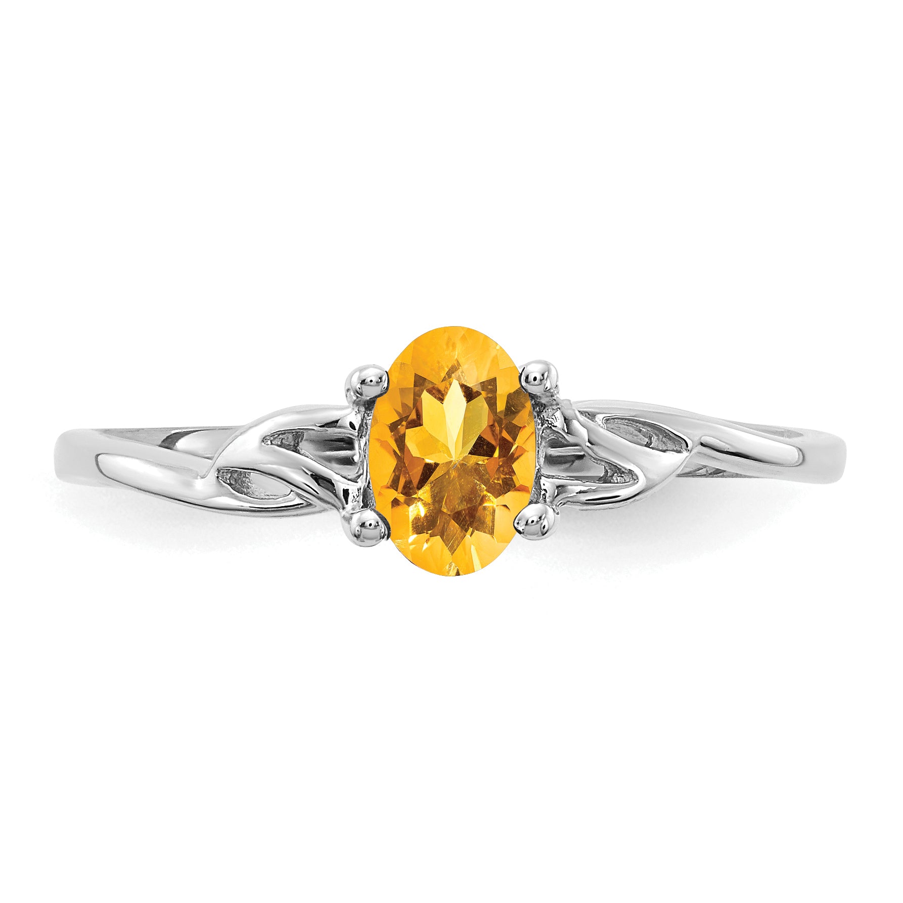 10k White Gold Polished Genuine Citrine Birthstone Ring