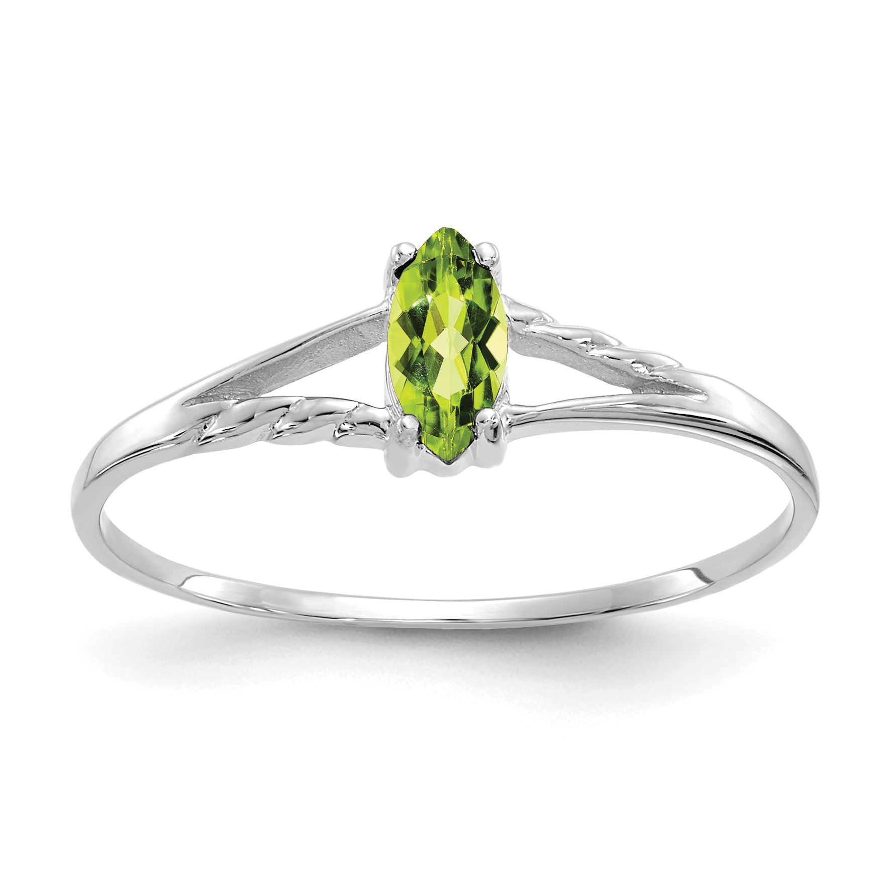 10k White Gold Polished Genuine Peridot Birthstone Ring