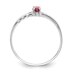 10k White Gold Polished Genuine Pink Tourmaline Birthstone Ring