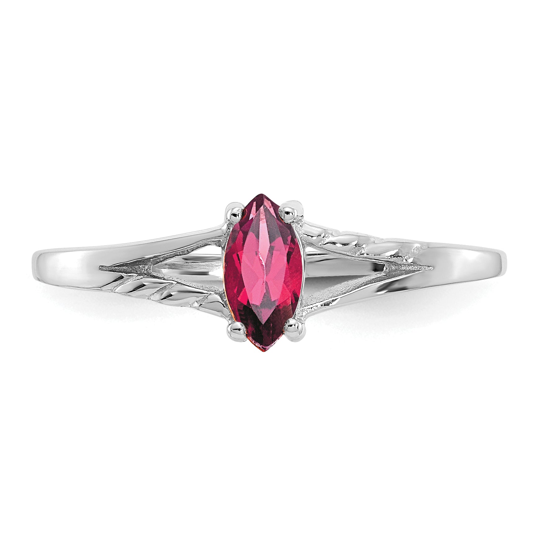 10k White Gold Polished Genuine Pink Tourmaline Birthstone Ring