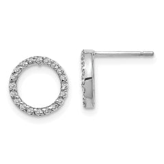 10k White Gold Diamond Open Circle Earrings