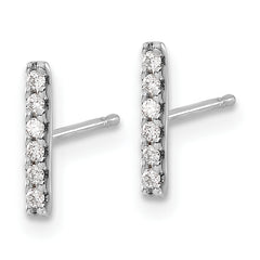 10k White Gold Diamond Bar Earrings