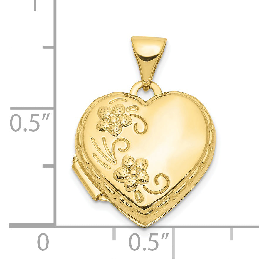 10k Domed Floral Heart Locket