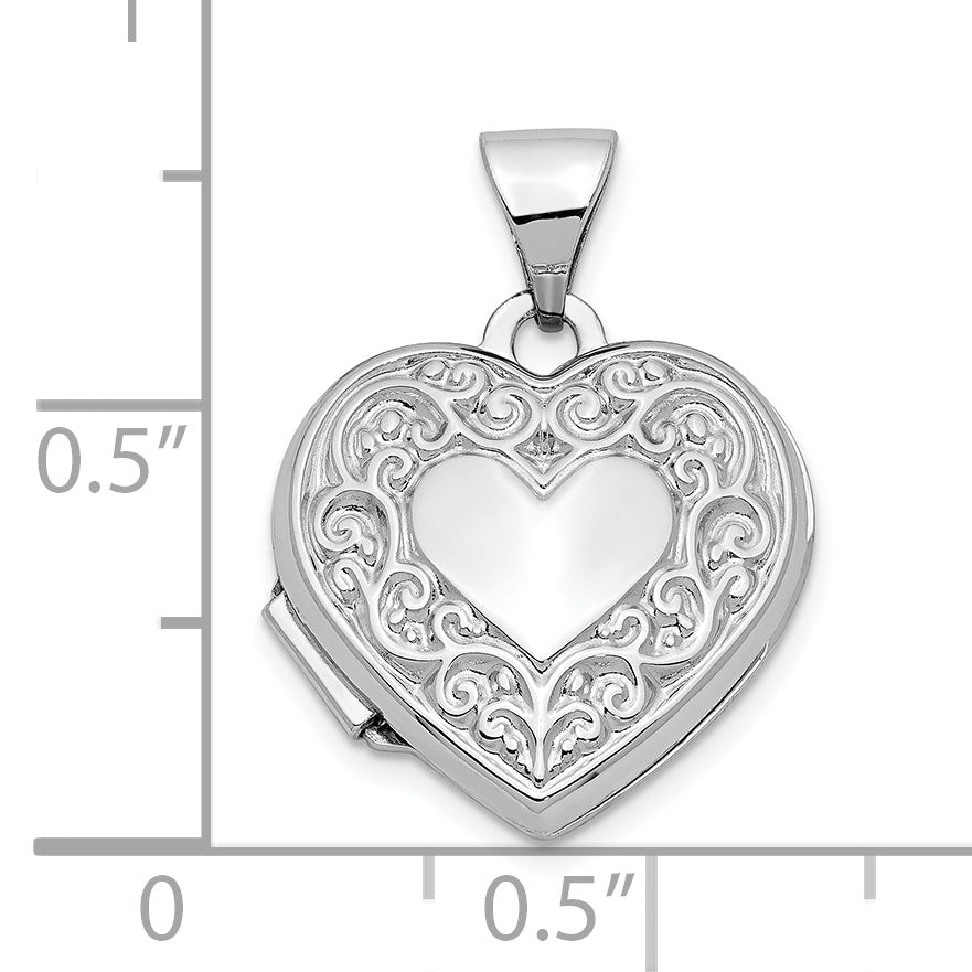 10k White Gold Heart Locket