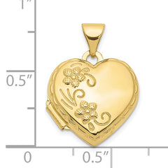 10k Reversible Floral Heart Locket