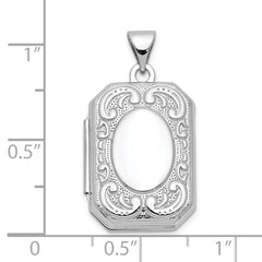 10k White Gold 20mm Book Scroll Border Locket