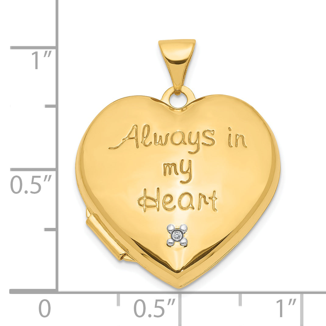 10k Two-tone Dia Always in my Heart w/ Heart Charm Inside 21mm Heart Locket