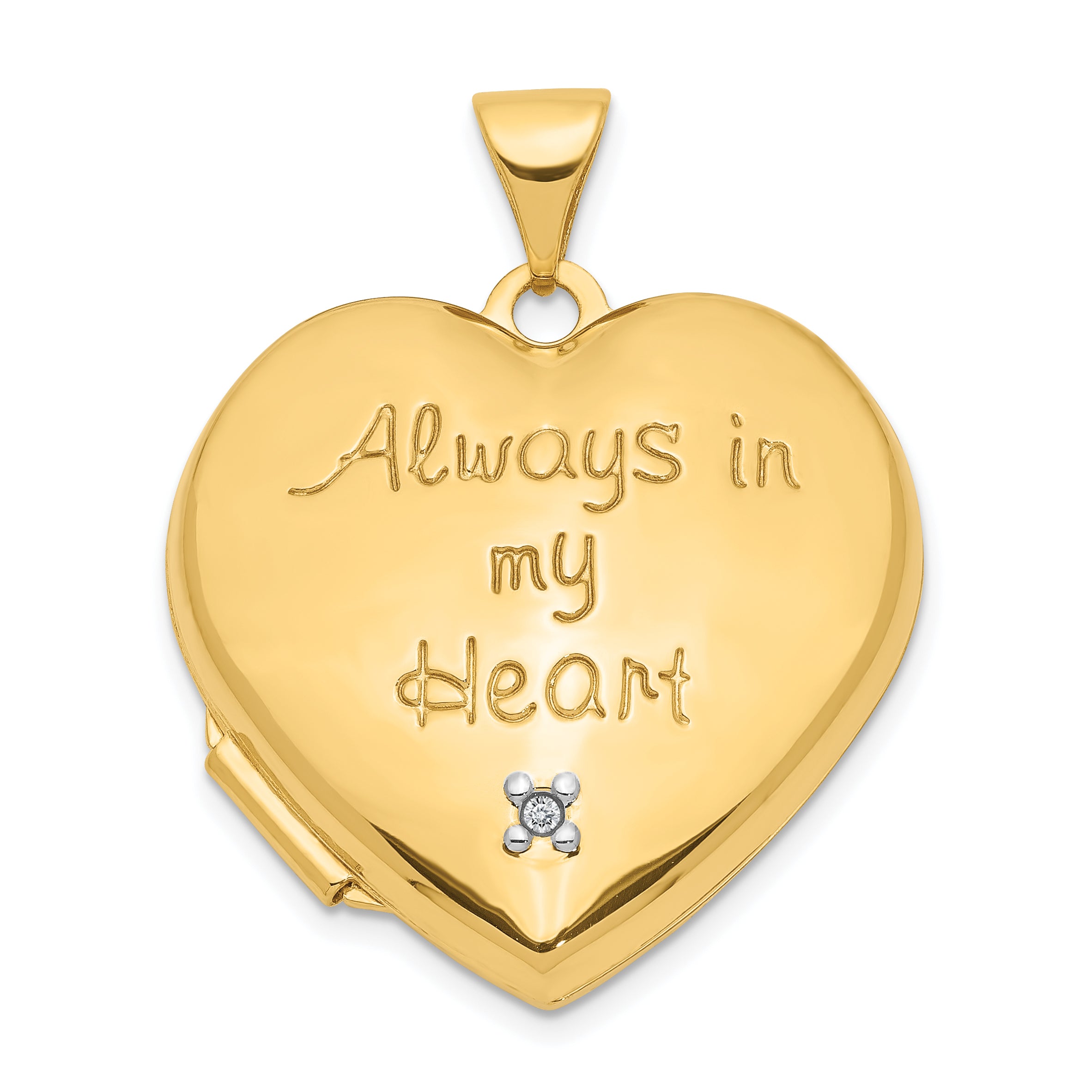 10k Two-tone Dia Always in my Heart w/ Heart Charm Inside 21mm Heart Locket