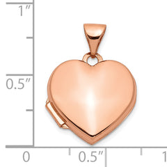 10k Rose Gold 15mm Plain Heart Locket