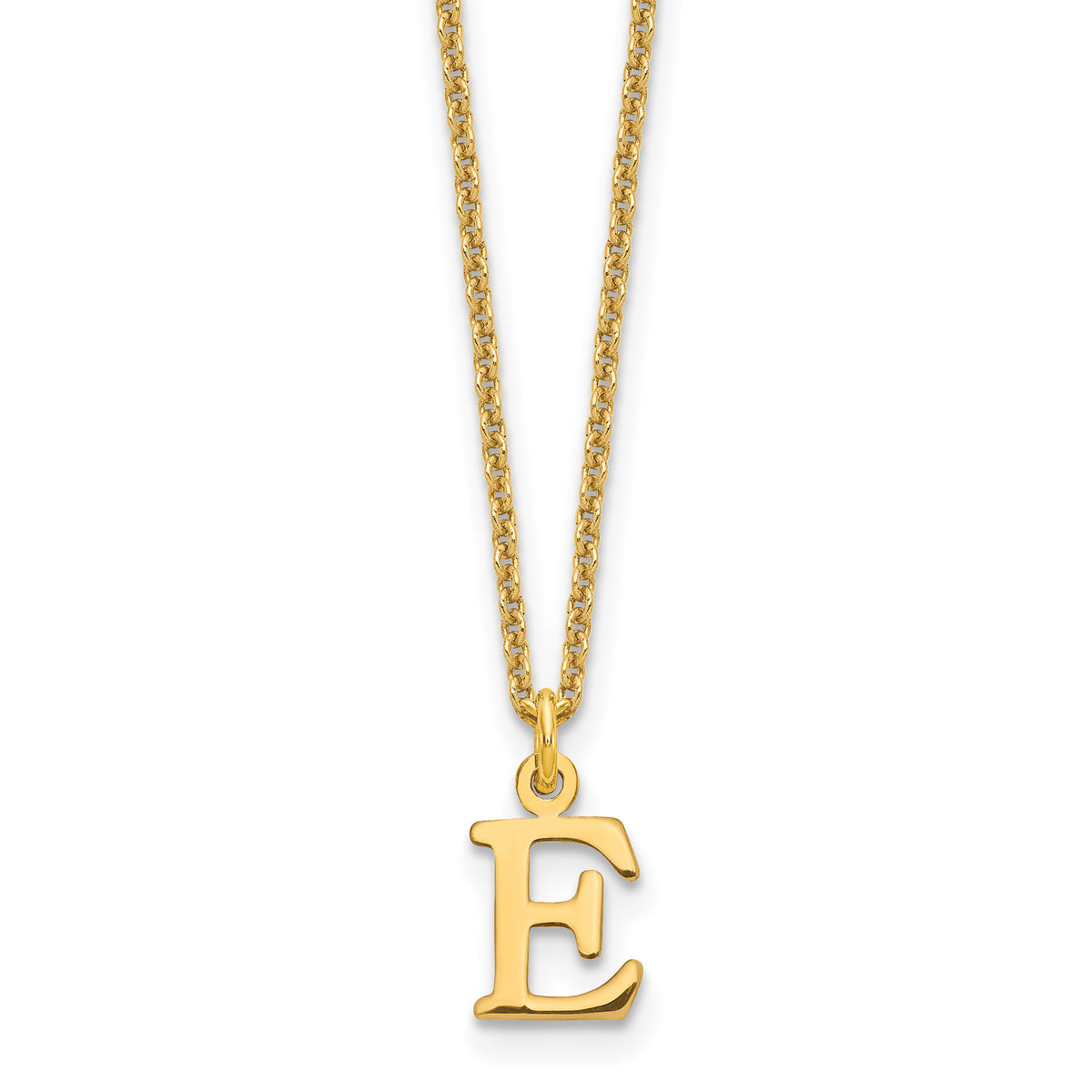 10KY Cutout Letter E Initial Necklace