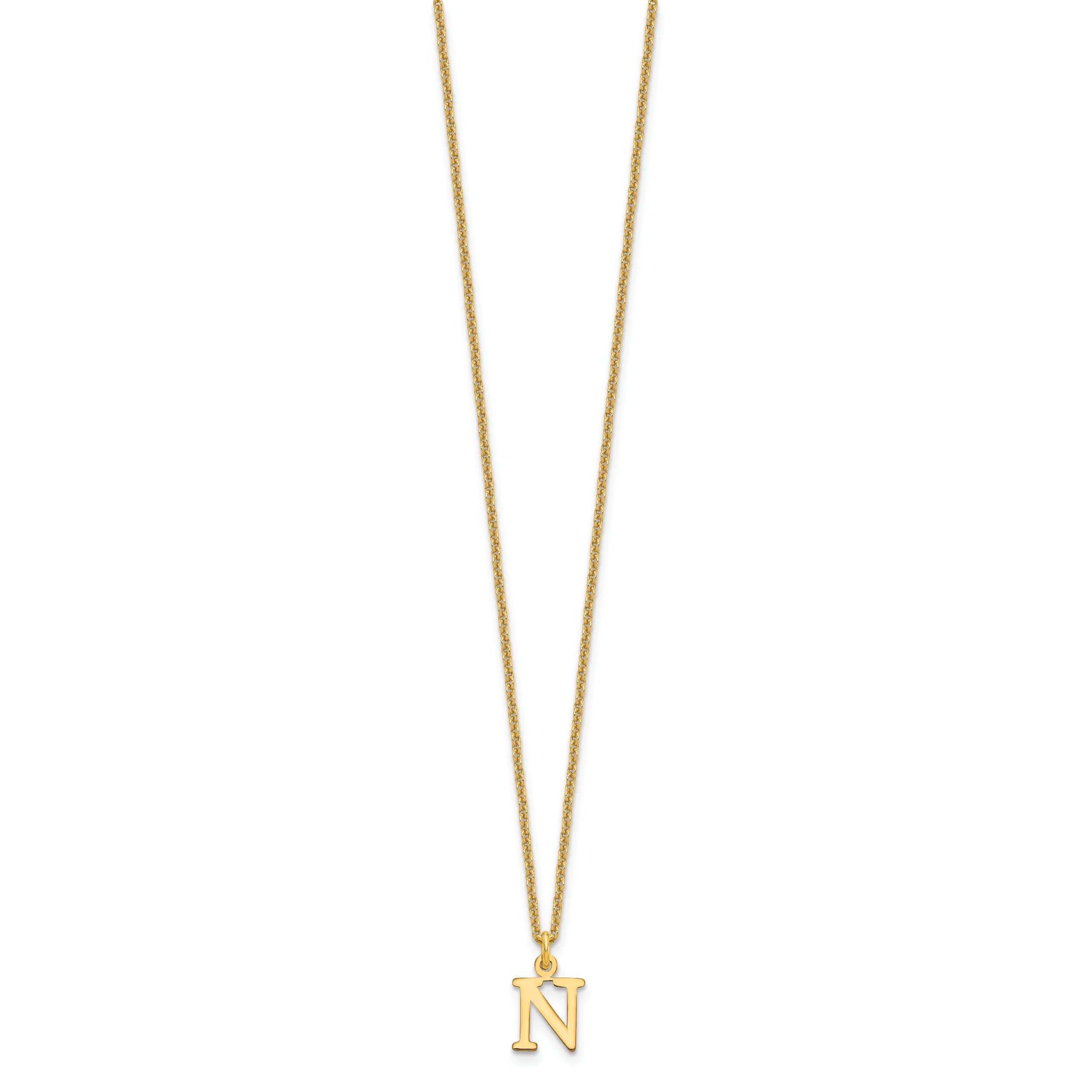 10KY Cutout Letter N Initial Necklace