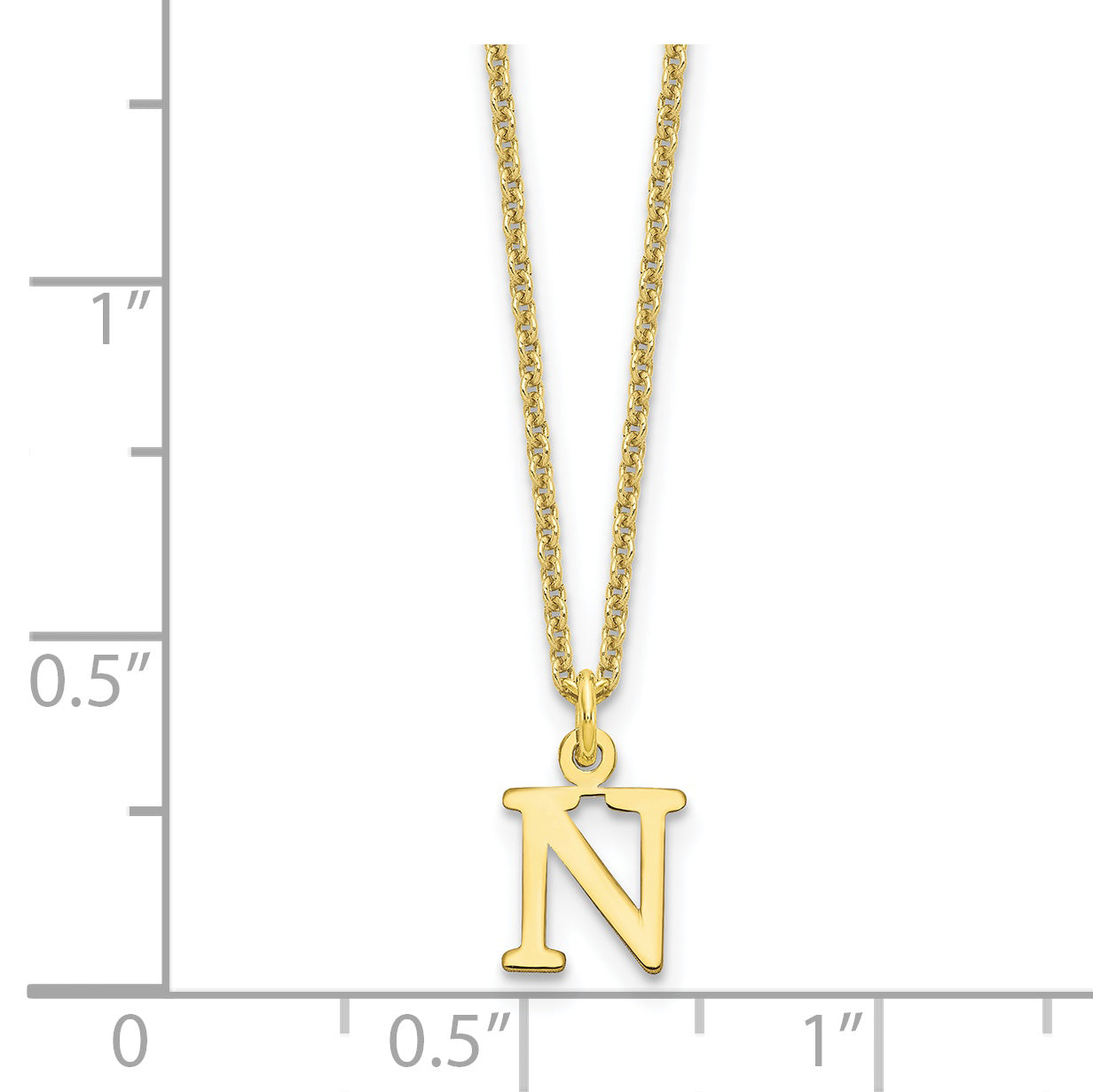 10KY Cutout Letter N Initial Necklace