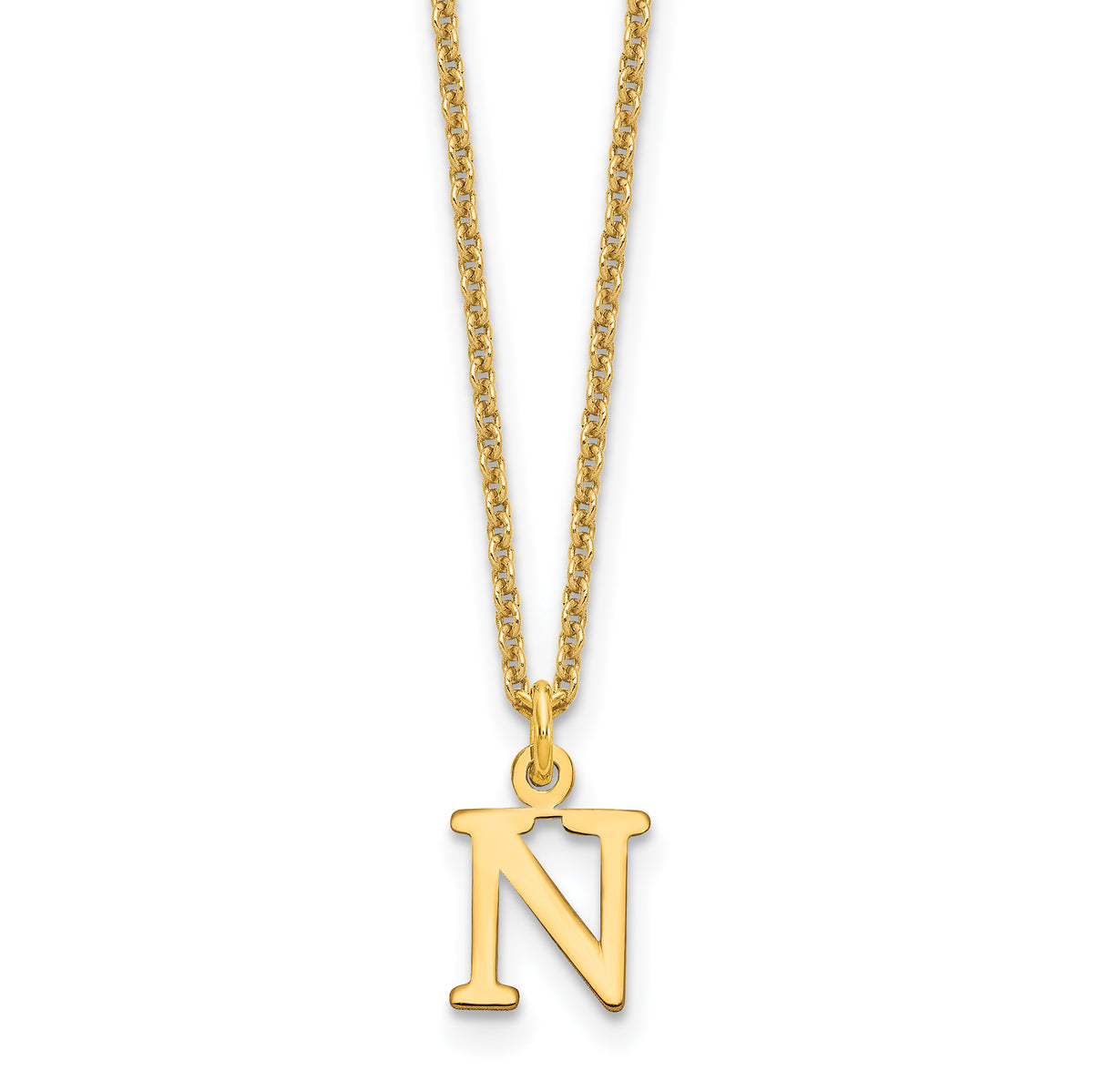 10KY Cutout Letter N Initial Necklace