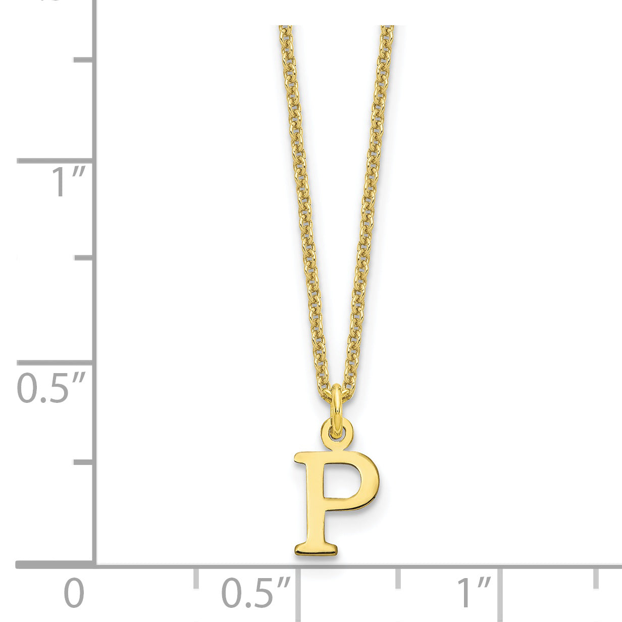 10KY Cutout Letter P Initial Necklace