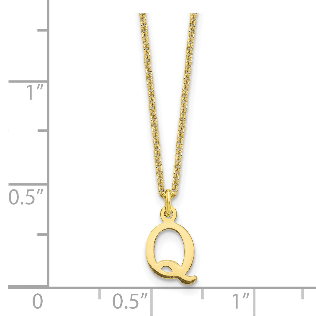 10KY Cutout Letter Q Initial Necklace