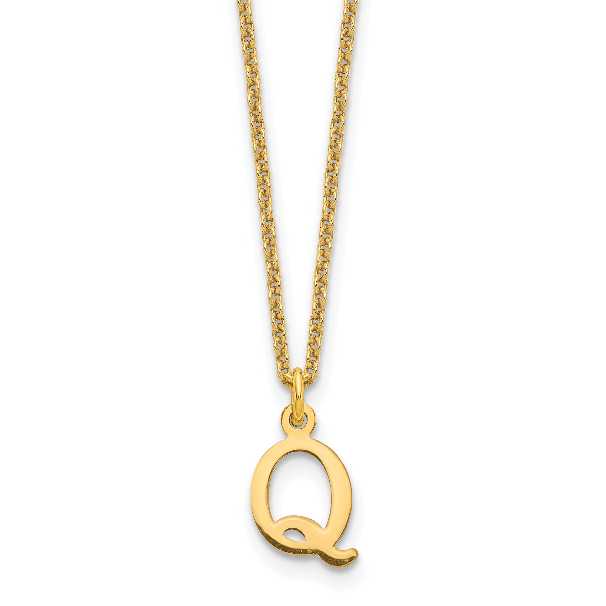 10KY Cutout Letter Q Initial Necklace