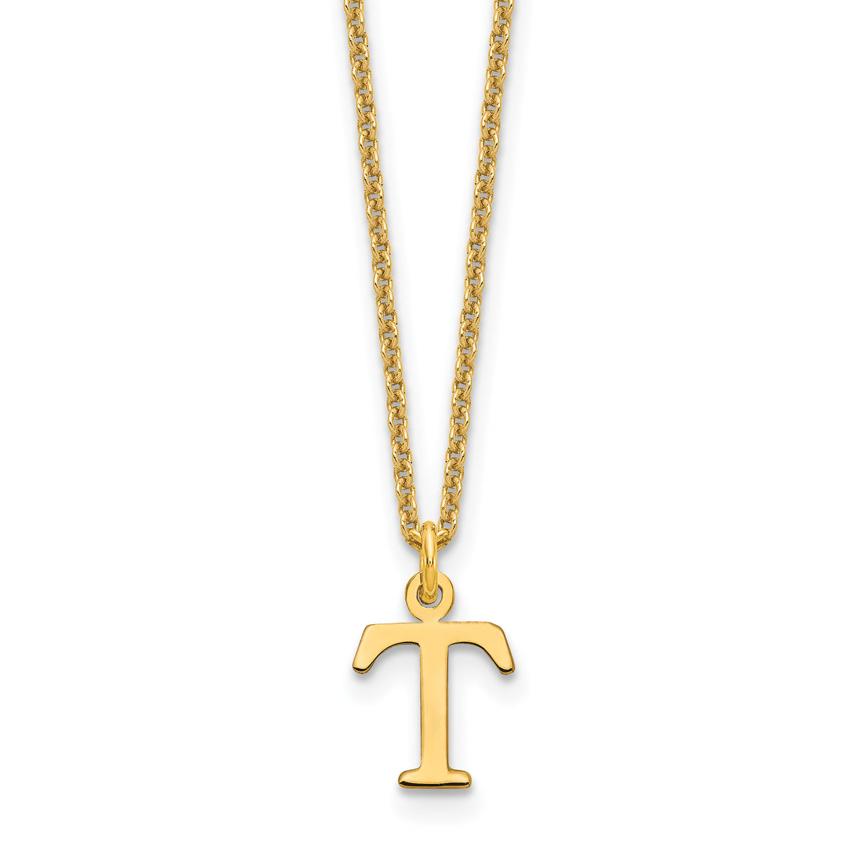 10KY Cutout Letter T Initial Necklace